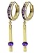 14k Gold Hoop Huggie Earrings with Genuine title=