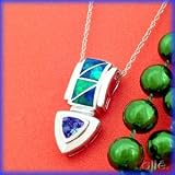 : 14K WHITE GOLD .45 CT TANZANITE AUSTRALIAN OPAL PENDANT