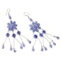 Dancing Flowers Blue Beaded Chandelier Earrings