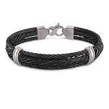 Triple Black Titanium Cable Bracelet