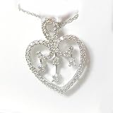 14K White Gold Diamond Heart Pendant w/Chain - 0.59 Ct.
