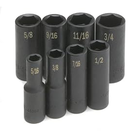 SK Hand Tools 4078 8-Piece 3/8-Inch Drive 6 Point High Visibility Fractional Impact Socket Set