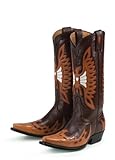 Lane Boots Firebird in Orange on Brown Leather Fashion Cowgirl Boots