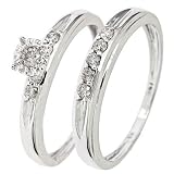 1/4 CT. T.W. Round Cut Diamond Engagement Ring and Ladies' Wedding Band Set 10K White Gold - Size 7