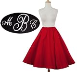 Hey Viv! 50s Style Red Felt Circle Skirt with Monogram