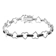 Sterling Silver Black Cubic Zirconia and Heart Bracelet