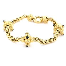 18K Wheat Bracelet w Sapphires - 7.5 by Netaya
