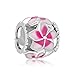 CharmsStory New Sale Cheap Jewelry Filigree Pink Flower Love Enamel Charm Beads Fit Pandora Charms Bracelet Gift