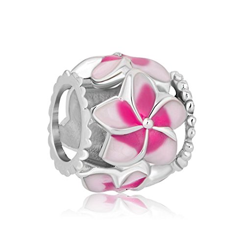 CharmsStory New Sale Cheap Jewelry Filigree Pink Flower Love Enamel Charm Beads Fit Pandora Charms Bracelet Gift