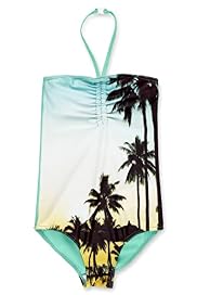 Halterneck Palm Print Swimsuit