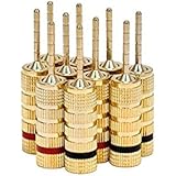 Monoprice 109438 High-Quality Copper Speaker Closed Plugs - 5-Pair, Pin Screw Type