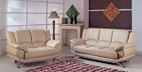Amazing Modern Contemporary Cappuccino Leather Sofa Loveseat Living Room Set