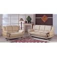 Amazing Modern Contemporary Cappuccino Leather Sofa Loveseat Living Room Set