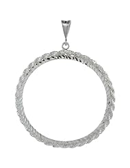 Sterling Silver 47 mm Coin Frame Bezel Pendant w/ Rope Edge Design (Coin is NOT Included)