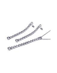 Nickel Free Sterling Silver Pendant & Earring Sets Matching Hanging CZ Earring And Necklace