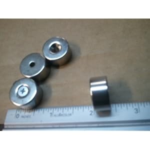 Neodymium Ring Magnets 3/4od X 3/8h X 1/8id Rare Earth N35 Ni Nickle Plated Axially Magnetized North Chanfer Side