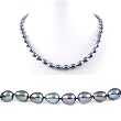 Single Strand 18 Inch 7-8mm Black Oval Shape Freshwater Cultured Pearl Necklace