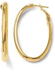 14k Yellow gold Leslies Polished Oval Hoop Earrings