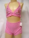 Girls Pink Bikini and Shorts with Embroidery and Embelishments Tank 7-16 by 