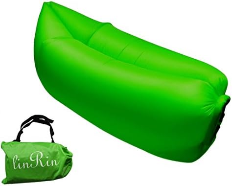 LinRin Outdoor Inflatable Lounger Nylon Fabric Beach Lounger Convenient Compression Air Bag Hangout Bean Bag Portable Dream Chair (green)