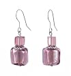 Earrings - E438 - Murano Style Glass - Square Style ~ Light Amethyst (Light Purple)