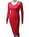 Doublju Womens Longsleeve Strech Slim Fit Cut Out shoulder Midi Dress