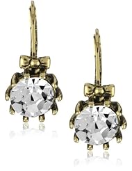 Betsey Johnson Round Crystal with Bow Drop Earrings