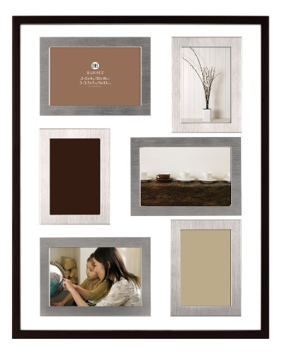 Burnes of Boston 486860 Delancy Floating 6 Opening Collage Picture Frame, Espresso and Pewter