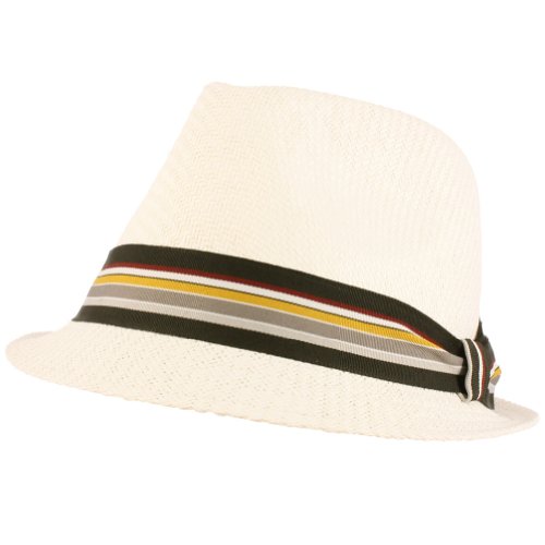 Cool Structured Fedora Plaid Band Trilby Hat White L/XL