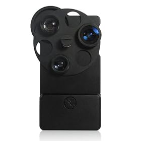 ZuGadgets Premium Metal Back Case Cover Shell + Telephoto lens 2x + Wide Lens 0.67x + Fish eye lens 180 Degree + Soft Pouch for iPhone 4/4S (7605-1)
