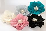 Ladies Beautiful Flower Fascinator/Brooch with Pearl and Diamante Centre on a Forkclip and Pin. Available in Black, Cream, Pink, Green and Grey colour.