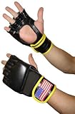 new mma traning gloves in top grade leather with wrsit wrap