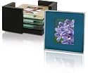 Sarah Peyton Multi-Color Glass Photo Coasters, with Storage Rack