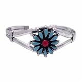 Sterling Silver Cuff Bangle Turquoise Flower Bracelet