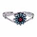 Sterling Silver Cuff Bangle Turquoise Flower Bracelet