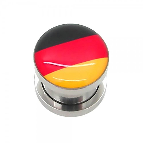 Flesh Tunnel Plug Fakeplugs Piercingschmuck Ohrstecker Fanartikel Deutschland Fussball WM EM Brasilien Ohrschmuck Schraub, Modell:8 mm Tunnel