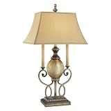 La Cecilia Collection 1-Light 33&Atilde;&para; Patina Iron Table Lamp with Fabric Shade 4140-3-573