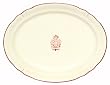 Ceramic Pottery Large Oval Platter With Crimson Red Crest Design 15"L