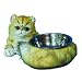   - Yellow Persian cat food and water bowl