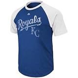 MLB Boys' Kansas City Royals Junior League Short Sleeve Raglan Overdyed Tee (Deep Royal Heather/Coastal Blue Heather, Medium)