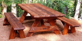 Forever 8-Foot Mature Redwood Picnic Table With 2Benches