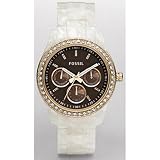 Fossil Stella Resin Watch - Pearlized White with Gold-Tone