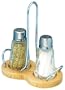 Gemco 5130 Swirl Glass Caddy Collection Wood & Wire Salt & Pepper Caddy Set