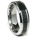 Tungsten Carbide Black Carbon Fiber Wedding Band Ring Size 5-15.5