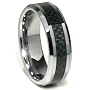 Tungsten Carbide Black Carbon Fiber Wedding Band Ring Size 5-15.5