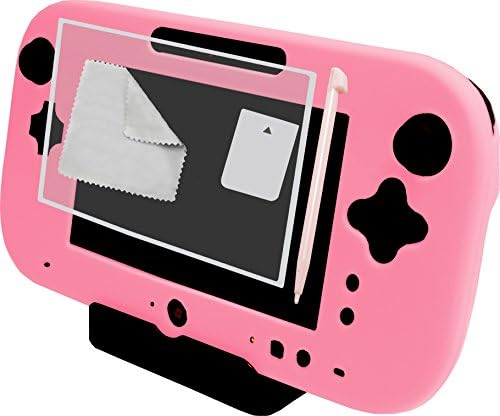 Reliable Home Products - Protective Case, Screen &amp; Stylus - for Gamepad Nintendo Wii U - Anti-Glare Screen Protector - Silicone Cover - Large Game Pad Controller/Remote Skin - 3 Pack Pink