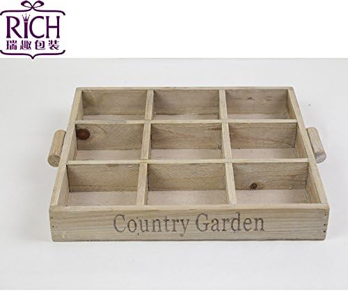 2016 High quality wool nine grid meat pallet wooden box vintage desktop cosmetics storage box 31CM