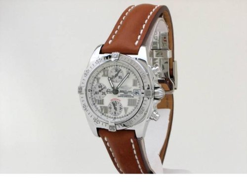 BREITLING Windrider Chrono Cockpit Automatic Mens Watch in Steel, Brown Leather Strap, With BOX & PAPERS A1335812/A596/CGDB