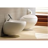 Wellness-Design Toilette /H�nge-WC Klo-sett frei stehend /h�ngend -moderne Badezimmer-Badkeramik, Wand WC mit Wasser-Sp�lung in verdecktem Toiletten-Sp�lkasten, Garnitur: Sch�ssel Toilettendeckel und WC-Sitz, Acryl+Keramik in bad+sanit�r-wei�von "DAW"