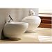 Wellness-Design Toilette /H�nge-WC Klo-sett frei stehend /h�ngend -moderne Badezimmer-Badkeramik, Wand WC mit Wasser-Sp�lung in verdecktem Toiletten-Sp�lkasten, Garnitur: Sch�ssel Toilettendeckel und WC-Sitz, Acryl+Keramik in bad+sanit�r-wei�